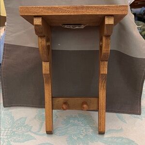 Hand Made Wood Heart Shelf w Pegs